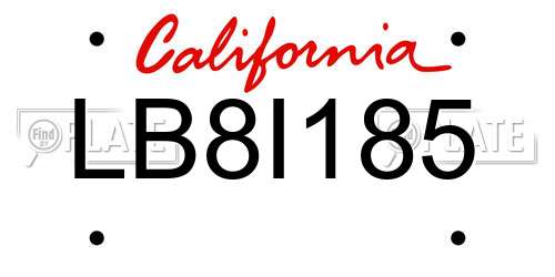 LB8I185 California License Plate