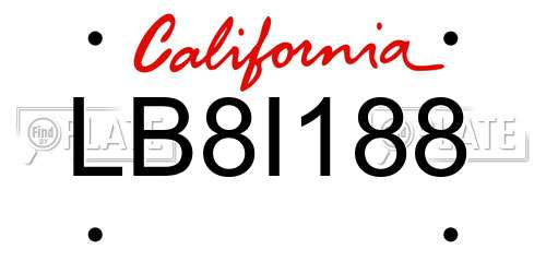 LB8I188 California License Plate