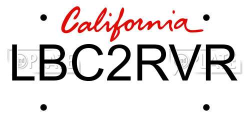LBC2RVR California License Plate