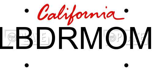 LBDRMOM California License Plate