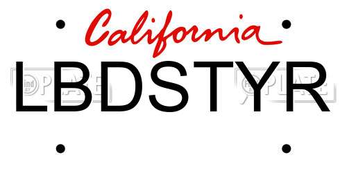 LBDSTYR California License Plate