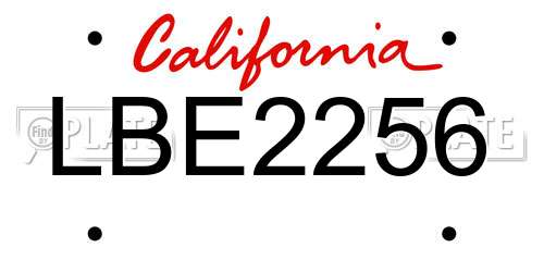 LBE2256 California License Plate