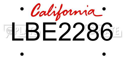 LBE2286 California License Plate