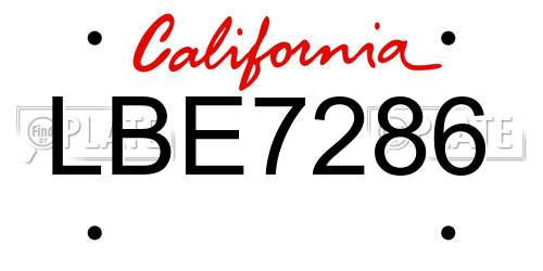LBE7286 California License Plate