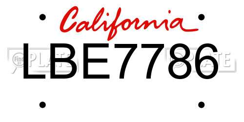LBE7786 California License Plate