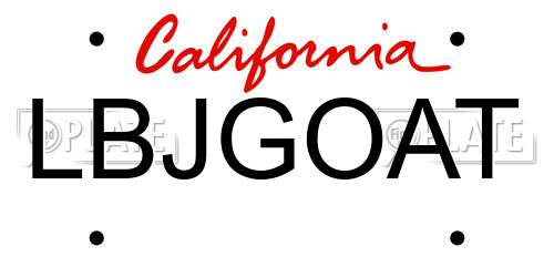 LBJGOAT California License Plate
