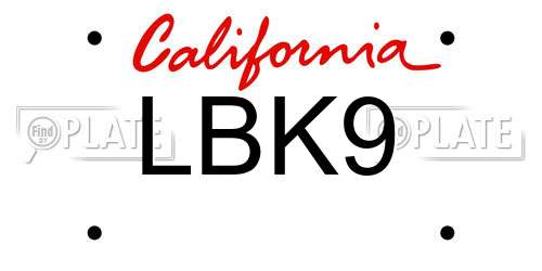 LBK9 California License Plate