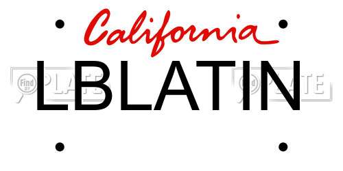 LBLATIN California License Plate