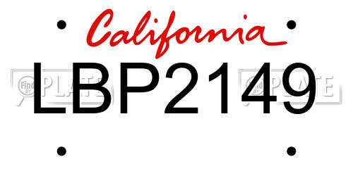 LBP2149 California License Plate