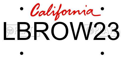 LBROW23 California License Plate