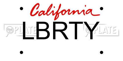 LBRTY California License Plate