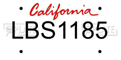 LBS1185 California License Plate