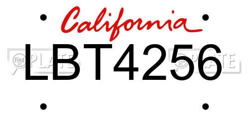 LBT4256 California License Plate