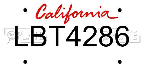 LBT4286 California License Plate