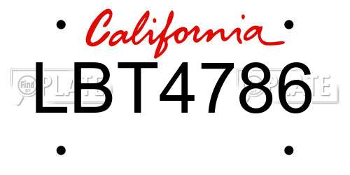 LBT4786 California License Plate
