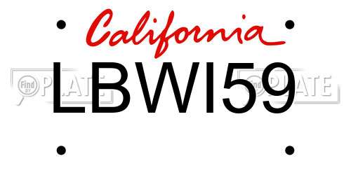LBWI59 California License Plate