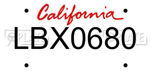 LBX0680 California License Plate
