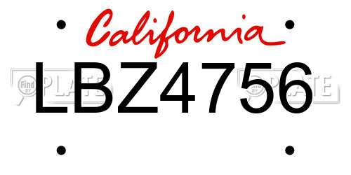 LBZ4756 California License Plate