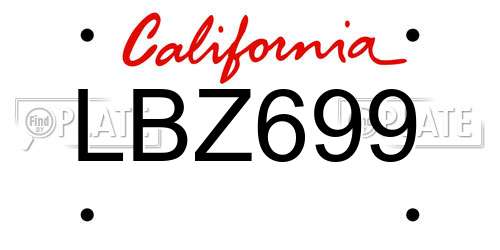 LBZ699 California License Plate