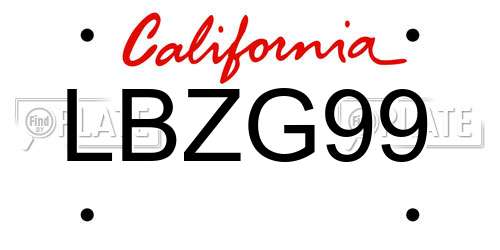 LBZG99 California License Plate