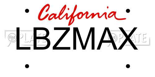 LBZMAX California License Plate