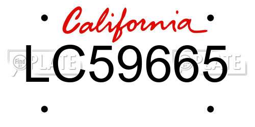 LC59665 California License Plate