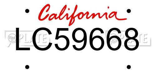 LC59668 California License Plate