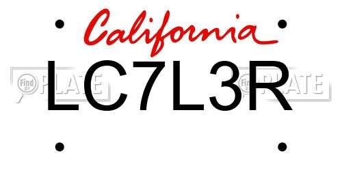 LC7L3R California License Plate