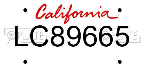 LC89665 California License Plate