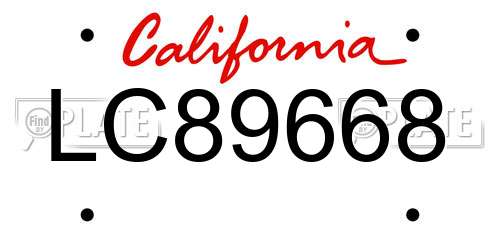 LC89668 California License Plate