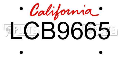 LCB9665 California License Plate