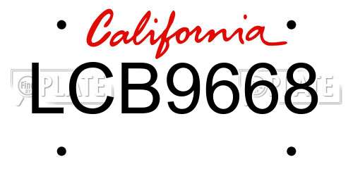LCB9668 California License Plate