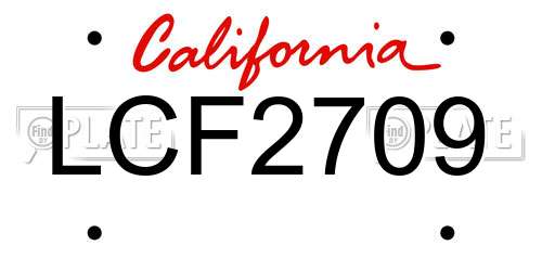 LCF2709 California License Plate