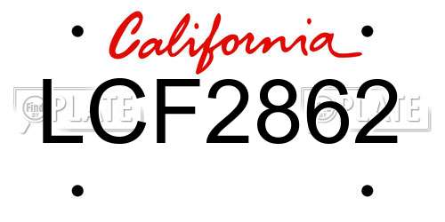 LCF2862 California License Plate