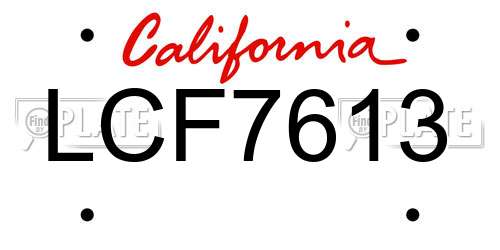 LCF7613 California License Plate