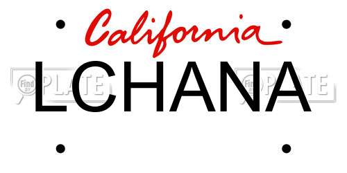 LCHANA California License Plate