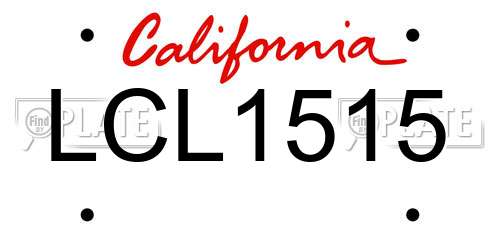 LCL1515 California License Plate