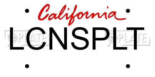 LCNSPLT California License Plate