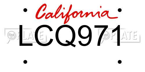 LCQ971 California License Plate
