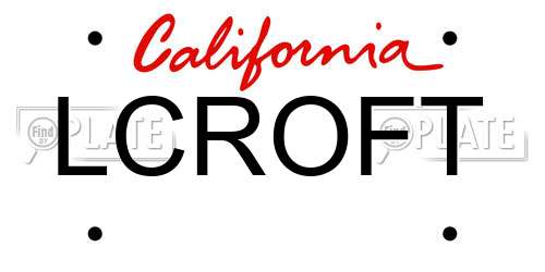 LCROFT California License Plate