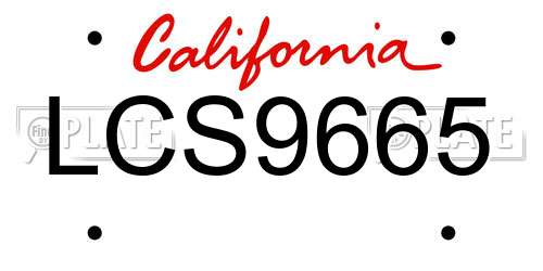 LCS9665 California License Plate