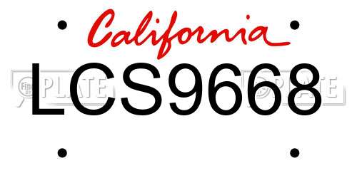 LCS9668 California License Plate