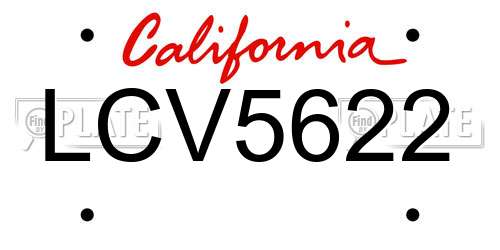 LCV5622 California License Plate