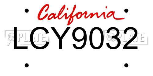 LCY9032 California License Plate