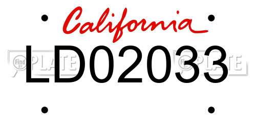 LD02033 California License Plate