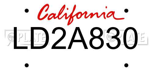 LD2A830 California License Plate