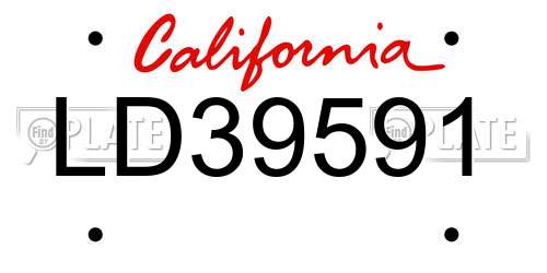 LD39591 California License Plate