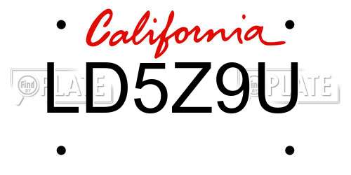 LD5Z9U California License Plate