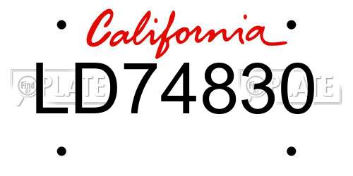 LD74830 California License Plate