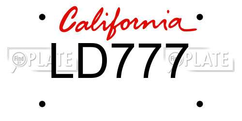 LD777 California License Plate